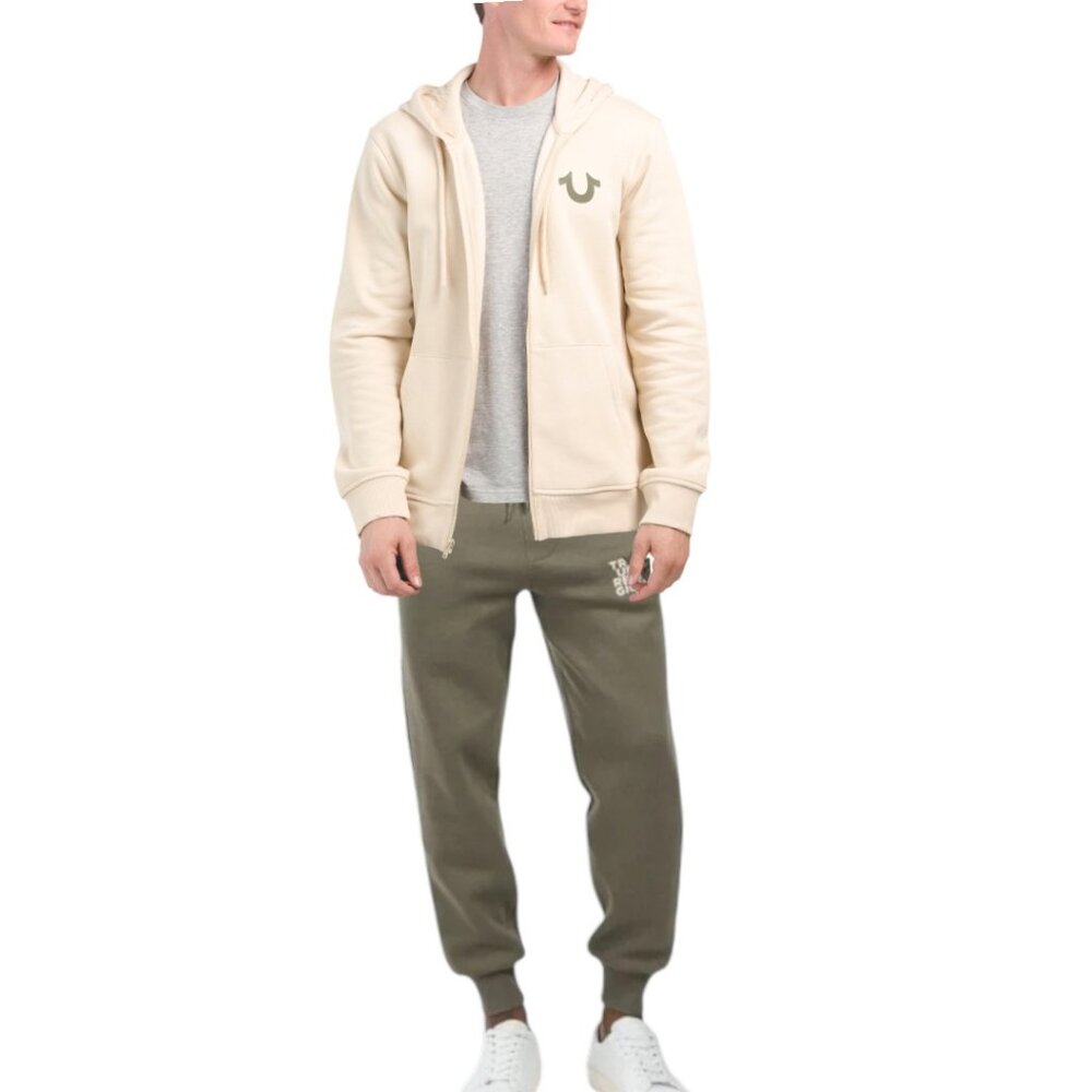 True Religion Men's Matching Sweatsuit Size M Fleece 2 PC Tracksuit Outfit NWT